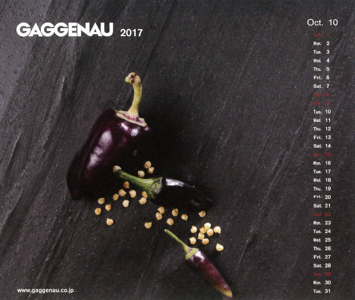 Gaggenau Calendar(ガゲナウ　カレンダー) 2016.10